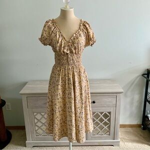 Yellow Floral Midi Dress size medium
